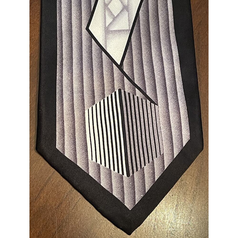 Ferrecci Uomo Black Gray 100% Silk Men’s Neck Tie Made In China